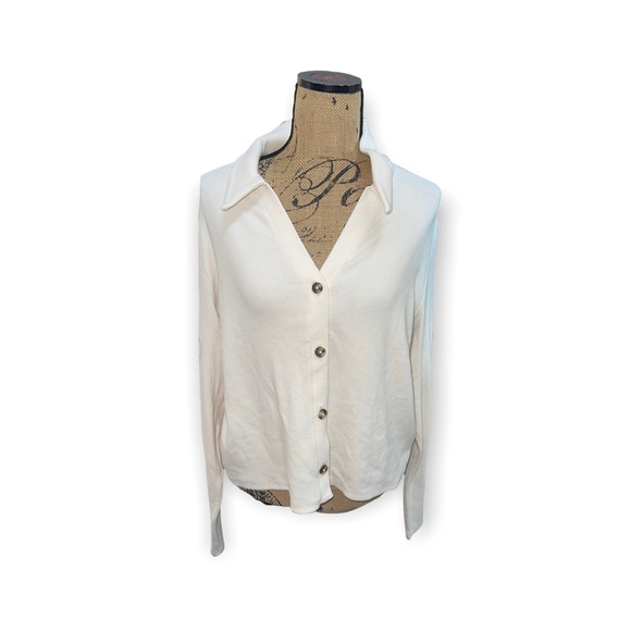 Madewell Brushed Rib Polo Crop Cardigan - Picture 3 of 3